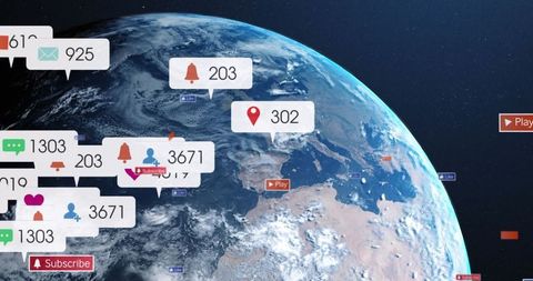 Global social media communication and information flow 3d illustration