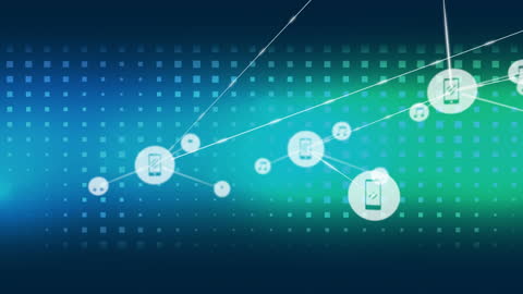 Network of Digital Communication Icons in Futuristic Design