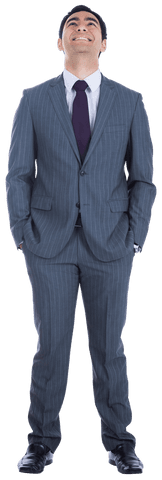 Biracial Businessman in Suit Smiling on Transparent Background