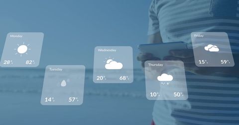 Digital Weather Forecast with Virtual Interface Over Dashboard - Download Free Stock Images Pikwizard.com