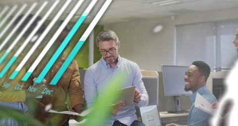 Diverse Coworkers Collaborating with Digital Graphs and Codes Overlay