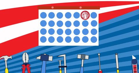 American Labor Day Concept with Tools and Calendar