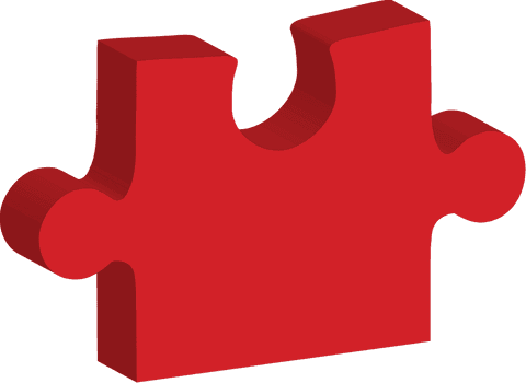 Red puzzle piece on transparent background concept icon