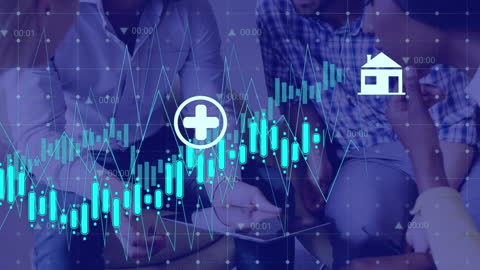 Diverse Team Analyzing Data with Medical Icons and Graphs