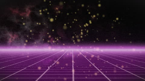 Retro Digital Grid with Futuristic Holographic Interface