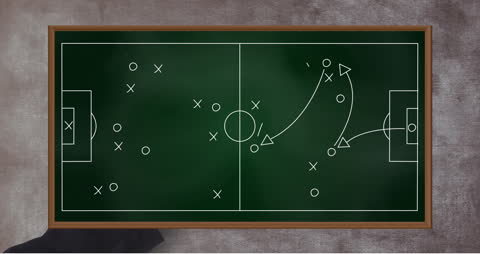 Chalkboard Soccer Strategy Diagram Illustration