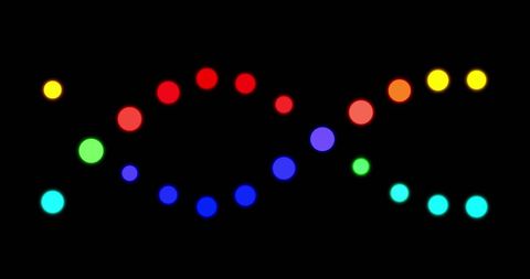 Colorful dna helix rotation on black background