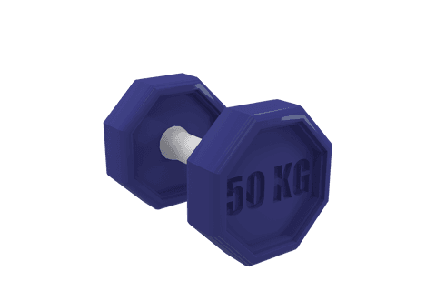 Dark Blue Dumbbell with 50 KG Marking Transparent Background