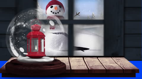 Christmas Snow Globe with Lantern and Winter View