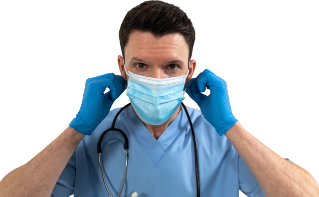 Transparent image of male healthcare worker wearing medical mask and gloves - Download Free Stock Videos Pikwizard.com