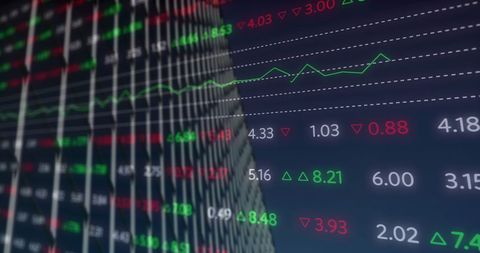 Dynamic Financial Data Display Against Cityscape - Download Free Stock Images Pikwizard.com
