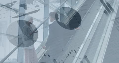 Businesspeople Discussing Finance Overlapping Data Graphics