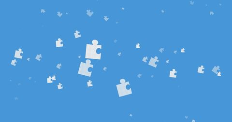 Falling Puzzle Pieces on Blue Background Illustrate Creativity - Download Free Stock Images Pikwizard.com