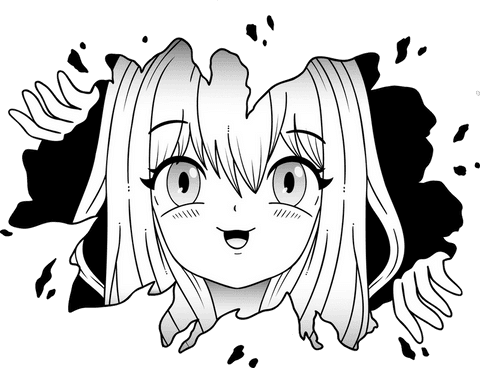 cute anime character emerging from ink splashes on transparent background - Download Free Stock Videos Pikwizard.com