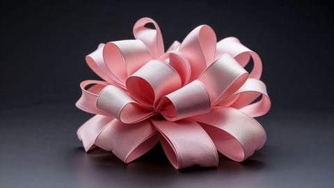 Elegant pastel pink satin ribbon bow composition