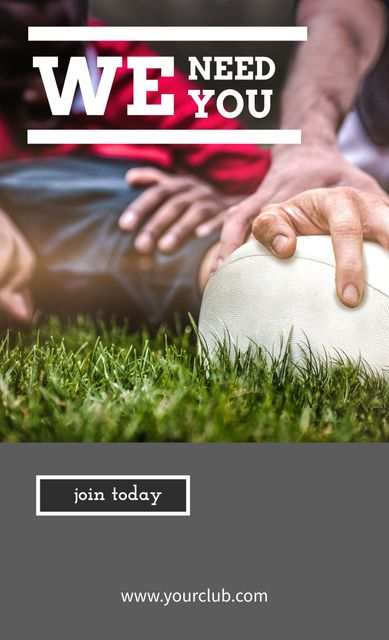 Rugby Club Recruitment Poster with Call to Action - Download Free Stock Templates Pikwizard.com