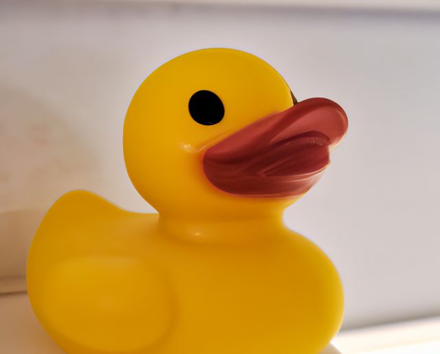 Close up of yellow rubber duck on white background created using generative ai technology - Download Free Stock Photos Pikwizard.com