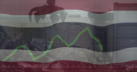 Thailand Flag and Data Visually Merging with Waste Management Concept