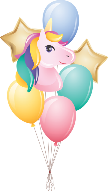 Colorful Party Balloons with Unicorn Head on Transparent Background - Download Free Stock Videos Pikwizard.com