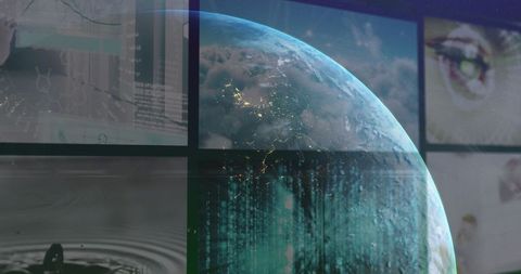 Digital transformation: earth overlay on data and technology interface