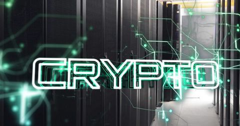 Crypto Text Over Computer Servers in Visualizing Data Connections - Download Free Stock Images Pikwizard.com