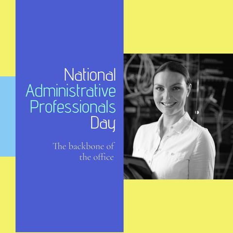 Celebrating Administrative Professionals with Smiling Businesswoman - Download Free Stock Templates Pikwizard.com