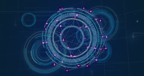 Futuristic Digital Interface Showing Network Connections