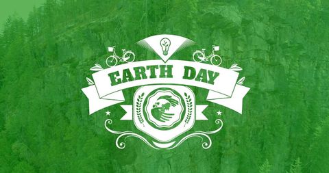 Earth Day Digital Design on Lush Green Forest Background
