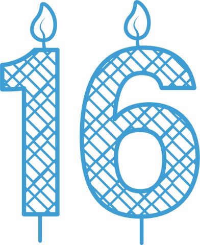blue patterned 16th birthday candle illustration on transparent background - Download Free Stock Videos Pikwizard.com