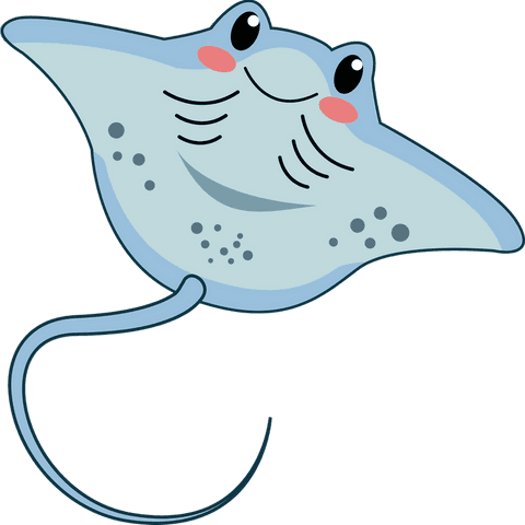 whimsical flat design ray with rosy cheeks on transparent background - Download Free Stock Videos Pikwizard.com