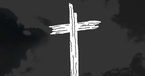 Abstract Cross Against Dark Cloudy Background