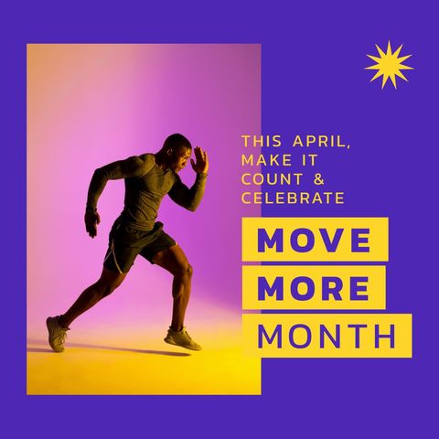 Energetic Man Running with Move More Month Message - Download Free Stock Templates Pikwizard.com