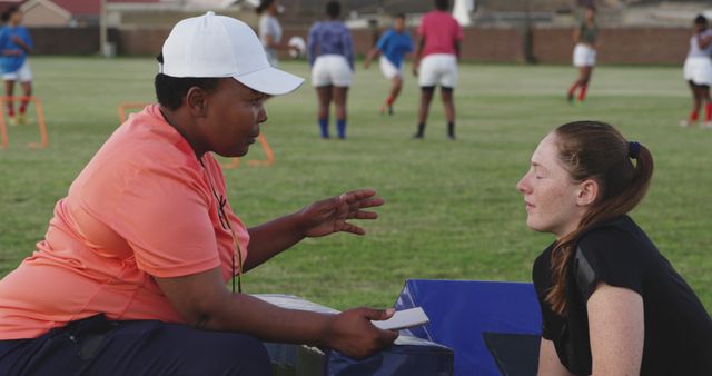 Female Coach Encouraging Young Soccer Player During Training - Download Free Stock Images Pikwizard.com