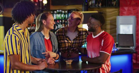 Diverse Friends Socializing at Bar - Download Free Stock Images Pikwizard.com