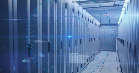 Data Processing and Servers Amidst Futuristic Blue Overlay - Download Free Stock Images Pikwizard.com