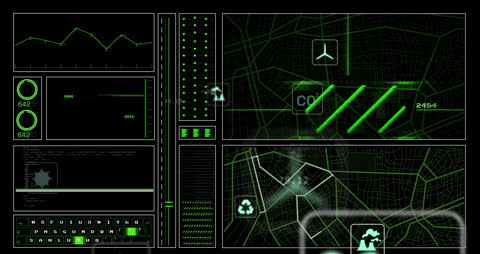 Futuristic Data Processing HUD Interface Display