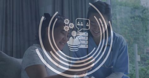 Digital Healthcare Concept with Doctor and Patient Interaction