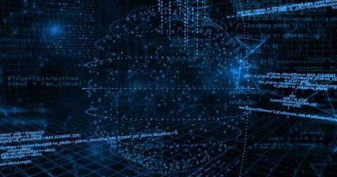 Futuristic data cloud in cybernetic digital space