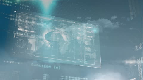 Futuristic Financial Data Interface with Global Map Projection