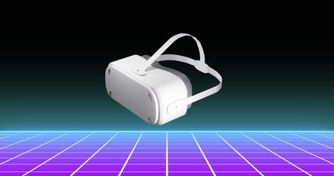 Virtual Reality Headset Floating Over Retro Grid Background - Download Free Stock Images Pikwizard.com
