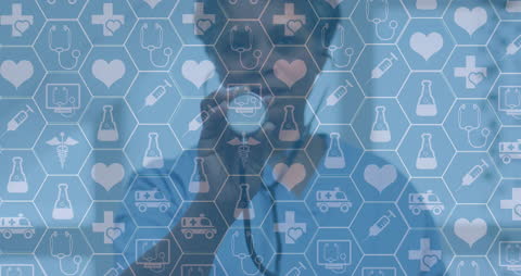 Digital Healthcare Interface with Doctor and Medical Icons