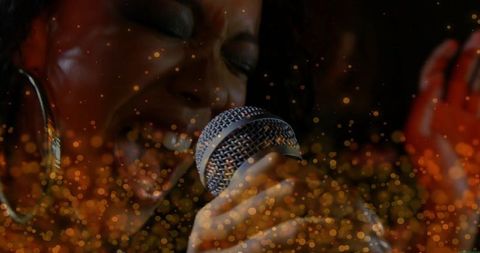 Dynamic vocal performance with expressive singer and mic