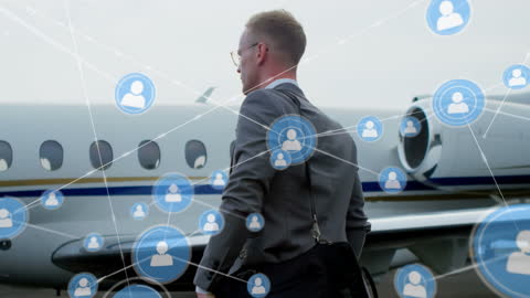 Businessman Connecting Through Digital Network at Airport