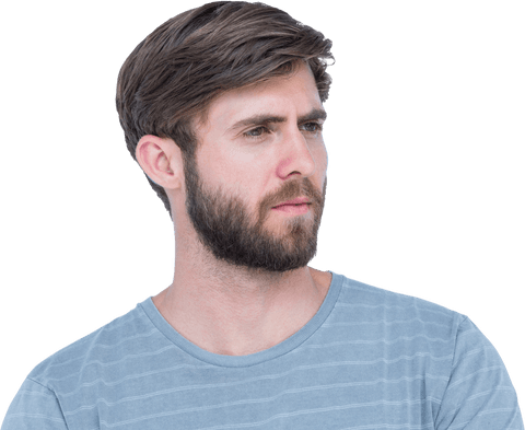 Thoughtful Young Man with Beard on Transparent Background - Download Free Stock Videos Pikwizard.com