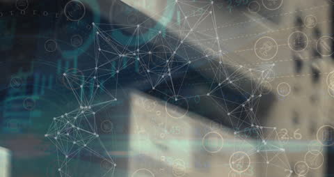 Abstract Digital Network Connections Over Blurred Background