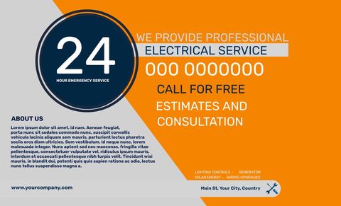 professional 24 hour electrical service ad template - Download Free Stock Templates Pikwizard.com