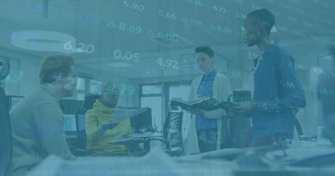 Business Team Analyzing Data with Digital Overlay Connection