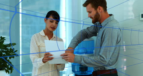 Business Colleagues Collaborating With Digital Overlay