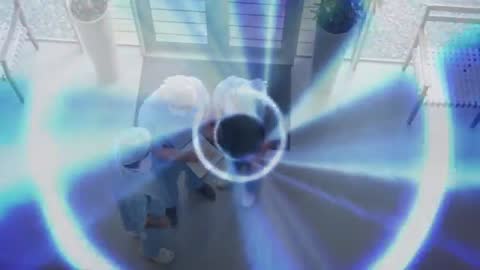 Medical Team with Futuristic Light Beams and Technology