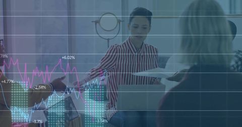 Analyzing Financial Data with Multicultural Team in Modern Office